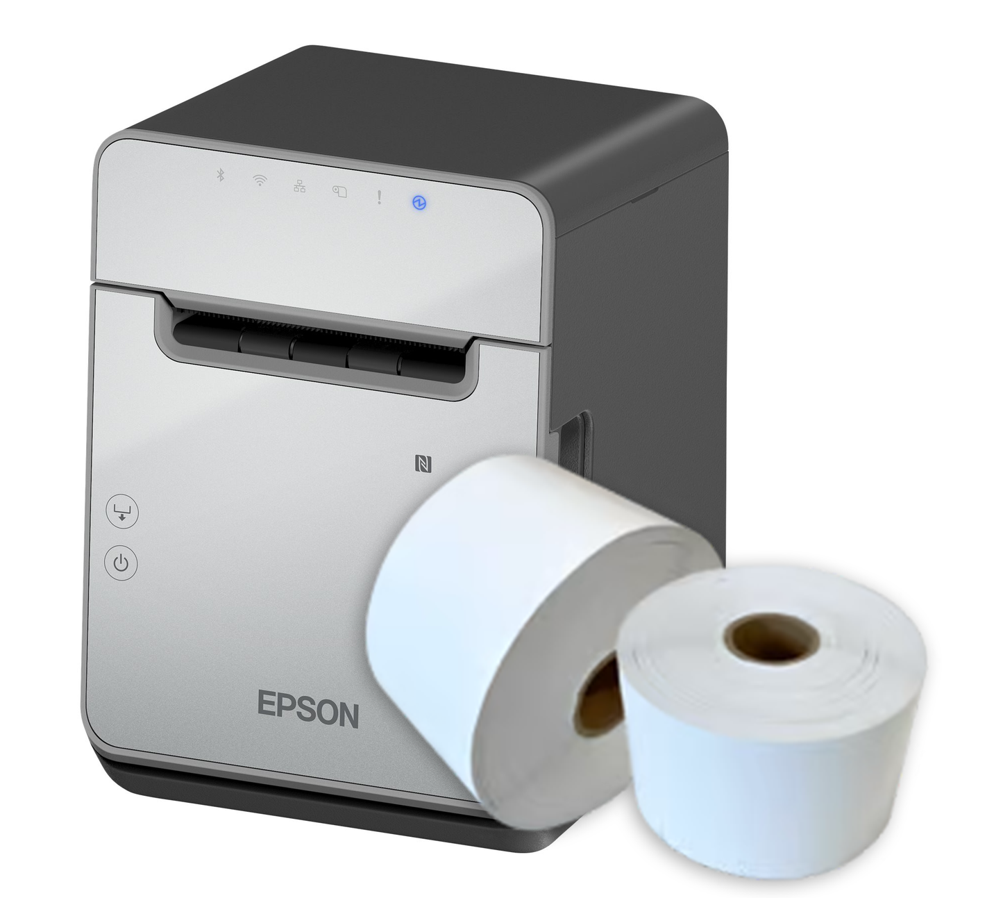 Epson TM L-100 + Linerless Thermo-Kleberollen 80/103/40 Bundle